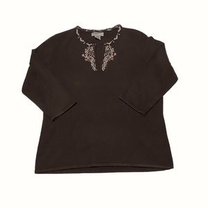 Women’s Brown Embroidered Blouse